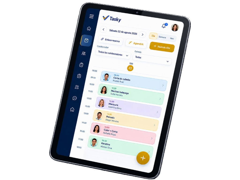 Tasky en tablet — agenda del día